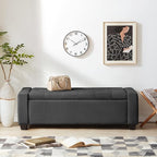 48" Ottoman with Storage, Storage Ottoman Bench with Safety Hinge, Upholstered Entryway Bench with Seating for Bedroom, Living Room, Holds up to 330 lb, Dark Gray