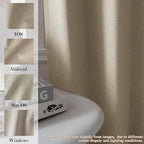 100" W x 84" L Faux Linen Room Divider Curtains, Full Blackout Pinch Pleated Drapes for Traverse Rod, Bedroom Divider Privacy Drapery with Hooks for Ceiling Track, 1 Panel, Light Khaki