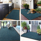 Mibao Front Door Mat, Dirt Trapper Welcome Mat for Outdoor Indoor, Non-Slip Waterproof Doormat, Durable Machine Washable Low Profile Entry Rug for Back Door Outside Patio Porch, 30" x 18", Blue