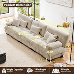 Modular Sectional Sofa Cloud Couch 3-Seater Deep Seat Sofa Couch, Oversized Couch Bed Sectional Couch with Round Bolster Armrests 5 Pillows, Modern Sofa Chair Comfy Couch