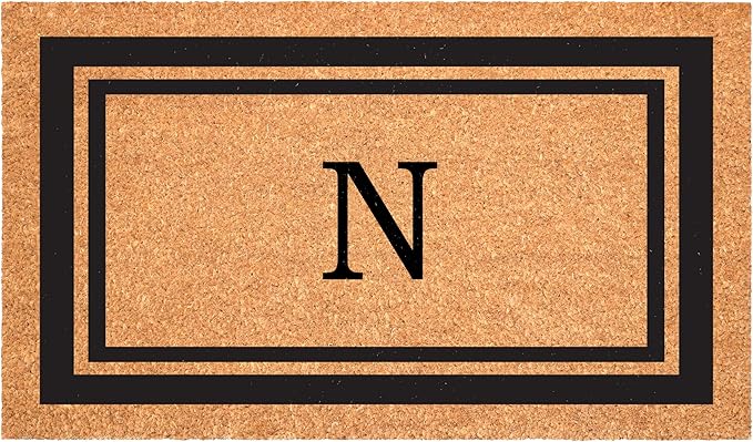 Calloway Mills 152961830N Black Border 18" x 30" Monogram Doormat, (Letter N)