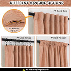 MYSKY HOME Orange Curtains for Bedroom, Short Curtains for Small Window, Boho Semi Sheer 2 Panel Set, Linen Style Texture for Closet/Kitchen, 50"x63", Burnt Orange
