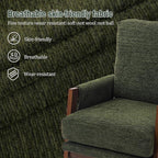 Modern Accent Chair for Living Room Mid Century Arm Chair Upholstered Bedroom Chair Comfy Lounge Chair with Solid Wood Frame, Green