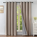 Linen Curtains 72 Inch Length 2 Panels Set, 100% Blackout Curtains Textured Thermal Insulated, Grommet Light Blocking Drapes for Living Room Bedroom Luxury Decor(52W × 72L inch, Linen)