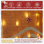 5FT Gingerbread Man with Candy Cane and Gift Box Decoration, 2.5D Pre-Lit Gingerbread Man Decor with 120 LED Lights for Christmas, Freestanding Glittered Holiday Display for Outdoor, Indoor