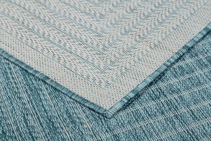 Adiva Rugs Outdoor Indoor Area Rug, Weather Resistant, Easy to Clean, Stain Resistant Floor Mat for Dining Room, Backyard, Deck, Patio (Aqua Weiss, 6' x 9')