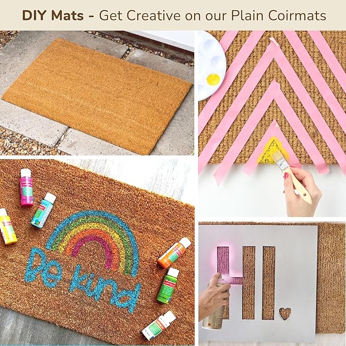 Welcome Doormats, Natural Coco Coir Mats with Non-Slip PVC Backing, Indoor Outdoor Mats for Home & Office, Floor Mats for Door Decor, Patio Decor, Plain Entry Mat, Beige, 30"x17"