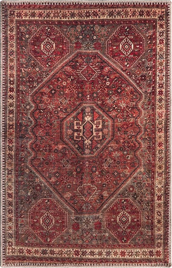 Keen Home Design 2x3 Rug - Machine Washable Entry Rug with Non-Slip Backing, Ideal for Enteryway, Kitchen, Bathroom, Laundry Room - Vintage, Easy Clean, Durable, Low Pile Rug - (2' x 3')