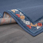 Beverly Rug Outdoor Rug 9x12 Modern Bordered Large Area Rugs for Indoor and Outdoor Patio Easy to Clean Non Shedding Living Room Porch Garden Washable Outside Carpet (9 x 12 Blue)
