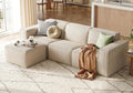 LINSY HOME Modular Sectional Sofa, 105" Boneless Couch L Shaped 3-Seat Sofa with Movable Ottoman, Corduroy Sectional Cloud Couches for Living Room, No Assembly Required, Beige