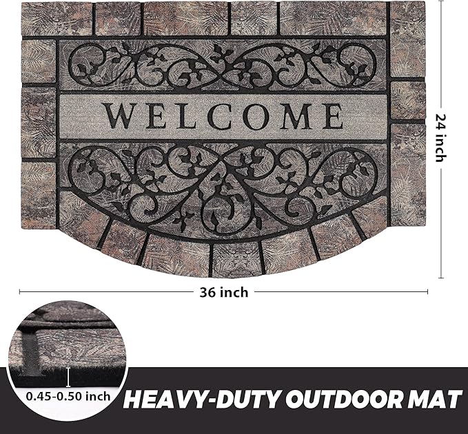 Thick Welcome Mats Outdoor, 24 * 36" Large Front Door Mat Entrance, Durable Welcome Mat for Front Door, Heavy Duty No Slip Rubber Outdoor Mats for Home Entrance