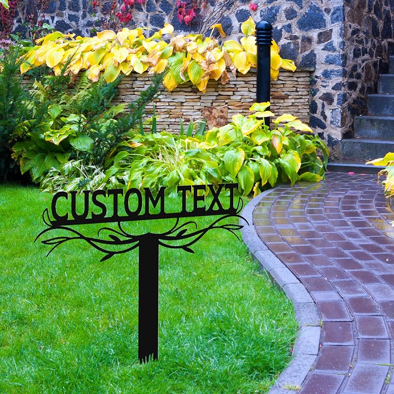 Personalized Metal Text Garden Sign with Stake, Custom Garden Decor for Outdoor, Custom Family Name Sign, Large Patio Decorations, Lawn Art, Farmhouse Decorative, Housewarming Gift