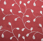 MIUCO Floral Embroidered Semi Sheer Curtains Faux Linen Grommet Window Curtains for Bedrooom 52 x 84 Inch 2 Panels, Burgundy