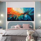 Canvas Wall Art Decor Large Wall Art Pictures For Living Room Blue Green Wall Art Decor Canvas Abstract Art Work Colorful Abstract Wall Art Decor Prints For Bedroom Office Kitchen Wall Decor 29" x 58"