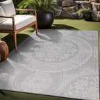 Medallion Outdoor Rug 5x7 Washable Outside Carpet for Indoor Patio Porch Waterproof Easy Cleaning Non Shedding Area Rugs Gray 5 x 7