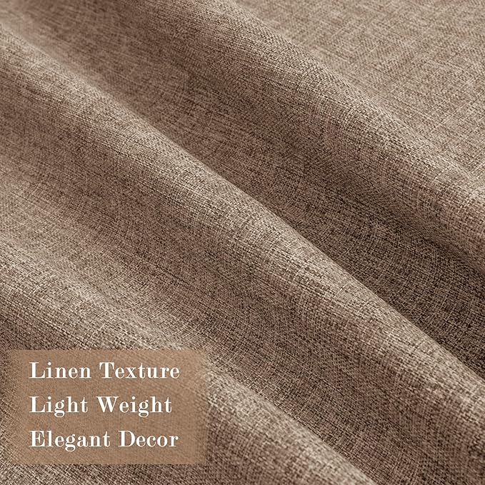 100% Blackout Linen Textured Drapes for Bedroom Pinch Pleated Curtains for Track System Portable Drapery for Sliding Glass Door/Storage/Space Room Divider, 70" Wx96 L, 1 PC, Taupe