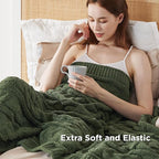Bedsure Cable Knit Twin Blanket for Couch Bed - Breathable Chenille Chunky Knit Twin Blanket for Decorative Gift, GentleSoft Cozy and Warm for Winter and All Seasons, Green, 60x80 Inches
