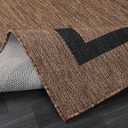 Bordered Outdoor Rug 8x10 Washable Outside Carpet for Indoor Patio Porch Waterproof Easy Cleaning Non Shedding Area Rugs Nut Brown - Black 8 x 10