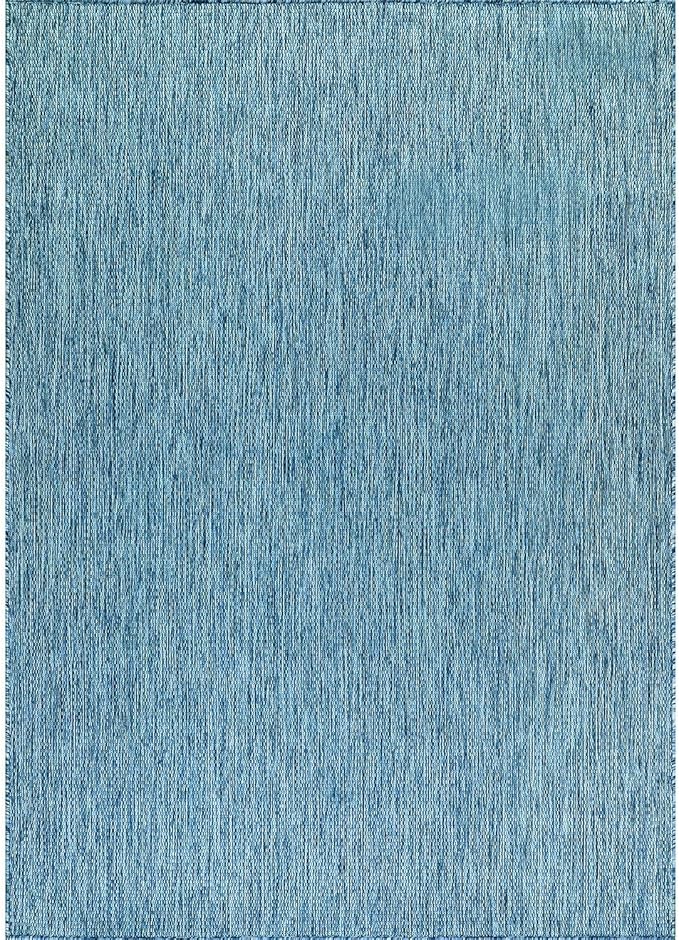 Washable Indoor Outdoor Rug 9x12 Weather Resistant Area Rugs Modern Solid for Porch Deck Balcony Backyard Patio Outside Carpet (9 X 12 Aqua Blue)