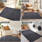 BEQHAUSE Dirt Trapper Door Mat 20" x 32", Doormat Non-Slip Entryway Rugs Washable, Dog Door Mat Stain Resistant and Absorbent Welcome Floor Mat for Front Back Door, Muddy Wet Shoes & Paws, Dark Grey