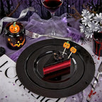 FLOWERCAT 60PCS Black Plastic Plates - Heavy Duty Black Disposable Plates for 30 guests Halloween Party/Wedding/New Year - Include 30PCS 10.25inch Dinner Plates and 30PCS 7.5inch Dessert Plates