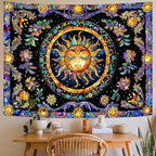 Lunerfex Sun Tapestry Stained Glass Tapestry Wall Decor Tapestries for Bedroom Boho Tapestries Wall Hanging for Bedroom Living Room Glass-Sun-01 60"x80"
