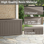 150 Gallon Resin Deck Box, Large Indoor and Outdoor Storage Box, Weatherproof and UV Resistant Outdoor Storage Box with Built-in Steel Beams for Patio, Cushions, Pool Supplies