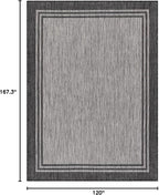 Bordered Outdoor Rug 10x14 Washable Outside Carpet for Indoor Patio Porch Waterproof Easy Cleaning Non Shedding Area Rugs Dark Gray 10 x 14
