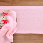 Solino Home Linen Pink Lemonade Table Runner 144 Inches Long - 100% Pure Linen Extra Long Table Runner 14 x 144 Inch for Halloween - Fete