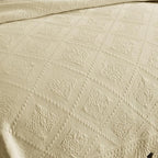MarCielo 3-Piece 100% Cotton Oversized Bedspread Lightweight Quilt Coverlet Embroidery Farmhouse Bedding Set (Tk Beige Khaki, Oversized Queen (100"x106"))