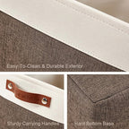 DECOMOMO Storage Bins Fabric Storage Baskets for Shelves, Linen Closet Organization Toys Nursery (Brown and White, Large - 4 Pack)