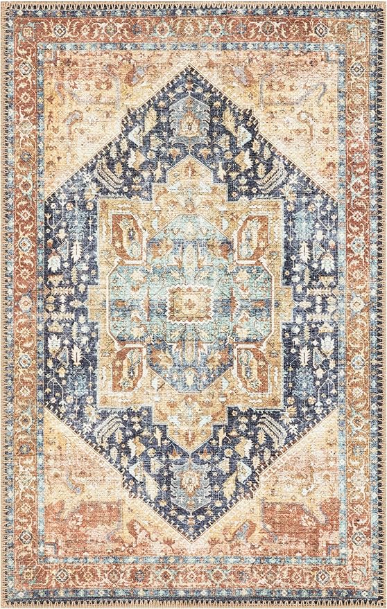 Keen Home Design 2x3 Rug - Machine Washable Entry Rug with Non-Slip Backing, Ideal for Enteryway, Kitchen, Bathroom, Laundry Room - Vintage, Easy Clean, Durable, Low Pile Rug - (2' x 3')