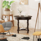 MODERION Oval End Table with Drawer, Solid Wood Sofa Side Table with Storage Shelf, Traditional Living Room Corner Table, Nightstand, Easy Assembly 28” x 22” x 24” Retro Walnut CJZ2233DC