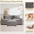 URRED Modular Sectional Sofa Comfy Cloud Couch, Modern Chenille Sofa Sleeper Deep Seat Couches with Ottoman/Pillows for Living Room (Gray, 82.6''- L Shape)