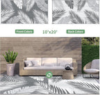 GENIMO Outdoor Rug 10' x 20' Waterproof for Patios Clearance, Reversible Outdoor Plastic Straw Camping Rug Carpet, Large Area Rugs Mats for RV, Camper, Deck, Balcony, Porch, Beach, Picnic, Grey&White