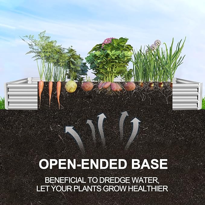 Land Guard 12×4×1ft Galvanized Raised Garden Bed Kit for Vegetables, Galvanized Super Large Metal Planter Raised Garden Boxes Outdoor(359 Gallon Capacity)…