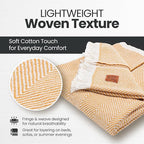 Gold Case Throw Blanket for Couch – 100% Recycled Turkish Cotton Blankets & Throws – Elegant Decorative Throw Blankets for Living Room Sofa – Woven Throws for Couch – Elegant Mustard – 60x80
