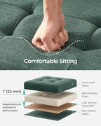 SONGMICS MAZIE Collection - 43 Inches Folding Storage Ottoman Bench, Ottoman Foot Rest, End of Bed Bench, Storage Chest, Load 660 lb, for Living Room, Bedroom, Entryway, Retro Green ULSF077C01