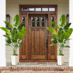 Lifelike Bird of Paradise Silk Artificial Plant Faux Banana Leaf Tree for Home Decor - Perfect Indoor Floor Plant with 11 Trunks (1, White Tall Planter, 6.6 FT)