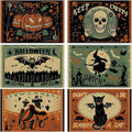 Umigy 6 Pcs Halloween Placemats 12"x18" Gothic Bat Placemats Kitchen Decoration Washable Witch Place Mats Rectangle Skull Table Mats for Halloween Dining Table Accessories(Scary)