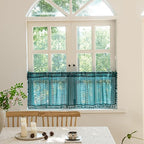 Sutuo Home Boho Valance Tier Curtains Crochet Lace Sheer Bohemian Hollow Knitted with Tassels, Privacy Vintage Rustic Farmhouse Drapes for Kitchen, Rod Pocket 1 Panel 59" W x 36" L, Turquoise
