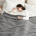 Snuggle Sac Queen Size Bedding Blanket Black, Super Soft Warm Cozy Bed Blankets Oversized Fuzzy Plush Blankets for Bed, Bedroom, Heather Black, 90x90 inches