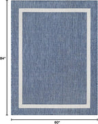 Bordered Outdoor Rug 5x7 Washable Outside Carpet for Indoor Patio Porch Waterproof Easy Cleaning Non Shedding Area Rugs Blue 5 x 7
