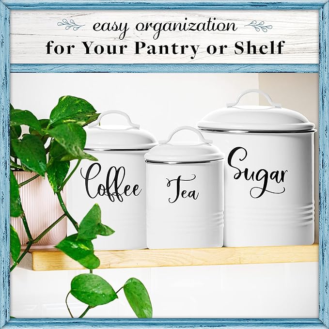 Home Acre Designs Food Storage Containers Set with Lids, Farmhouse Home Kitchen Decor Rustic Vintage Canisters