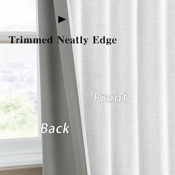 RAIN CITY White Blackout Curtains 102 Inches Long Modern Classic Back Tab Pleated Look Window Drapes for Bedroom Living Room 2 Panels 50x102