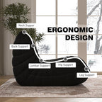 Bean Bag Chair, Memory Foam Bean Bag Sofa Large Bean Bag Chair for Adults, Bean Bag Chairs for Teens with High Density Comfortable Foam, Bean Bag for Living Room, Bedroom (Black)