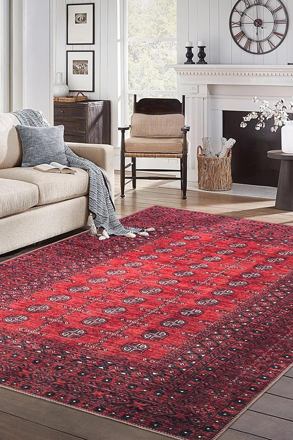 Keen Home Design 5x7 Rug - Machine Washable Area Rug with Non-Slip Backing, Ideal for Living Room, Dining Room, Bedroom - Vintage, Easy Clean, Durable, Low Pile Rug - (5' x 7')
