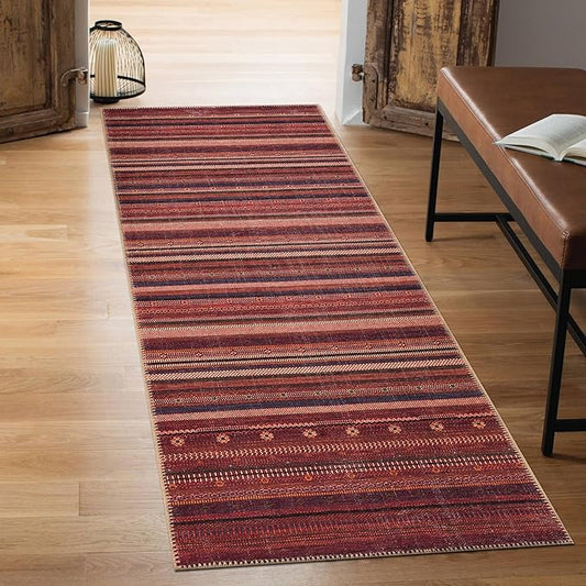 Keen Home Design 2x10 Rug - Machine Washable Runner with Non-Slip Backing, Ideal for Hallway, Entryway, Kitchen, Laundry Room - Vintage, Easy Clean, Durable, Low Pile Rug - (2'6" x 10')