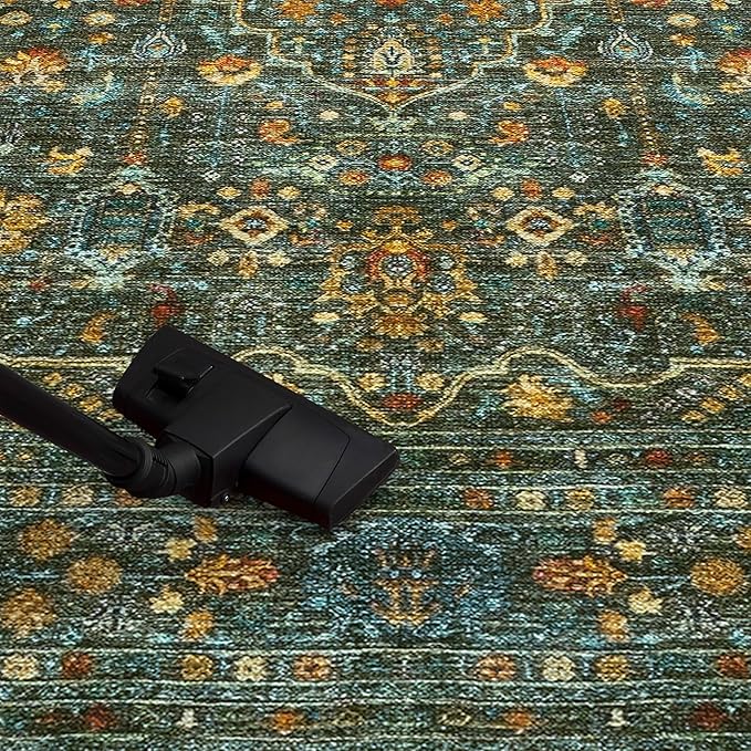 Keen Home Design 9x12 Rug - Machine Washable Area Rug with Non-Slip Backing, Ideal for Living Room, Dining Room, Bedroom - Vintage, Easy Clean, Durable, Low Pile Rug - (9' x 12')