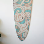 Wooden Surfboard Wall Decor Growth Chart - Surf Board Decor for Kids Room, Wooden Growth Chart for Wall, Surfboard Wall Art, Surfboards for Decoration - Teal Wave (9.5"x 45")